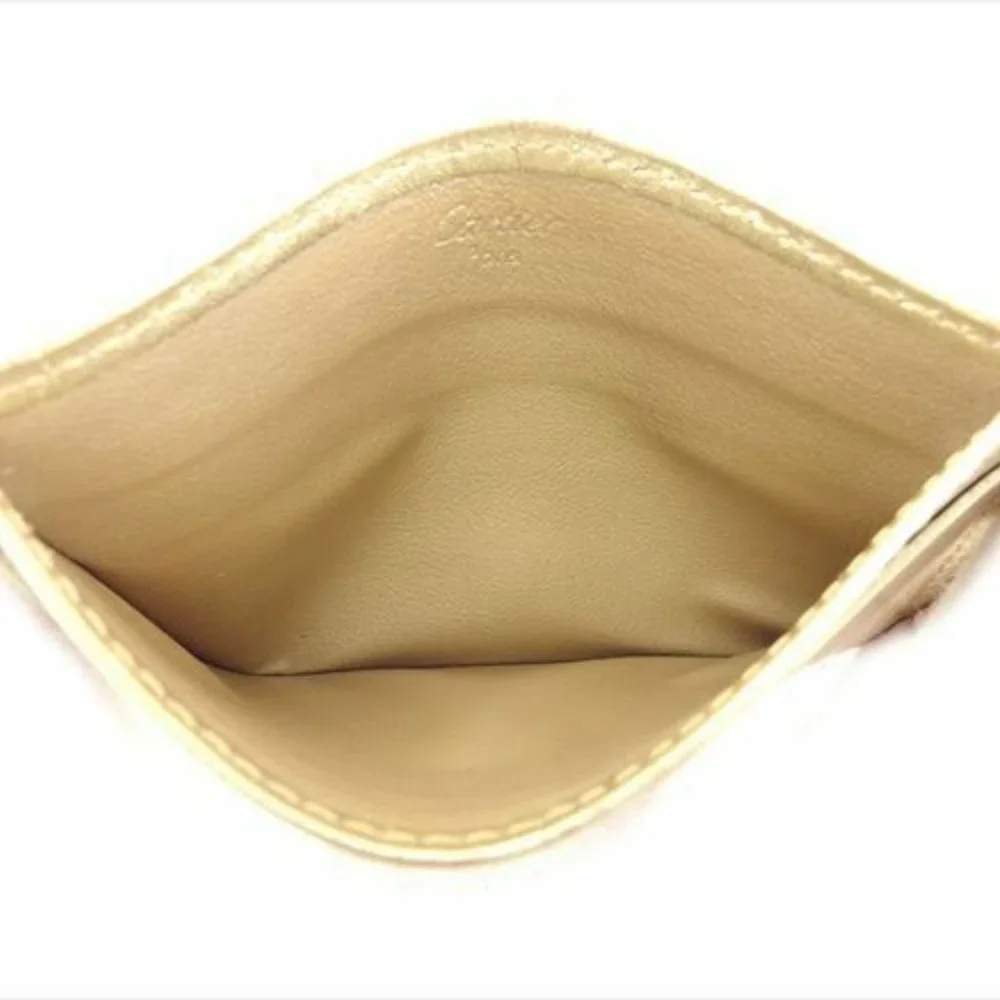 Cartier Card Case Gold leather Woman Authentic Used